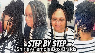 Shirley Temple Curly Box Braids Tutorial  Short Braids Styles  How to Achieve Juicy Perm Rod Curls [upl. by Butte]