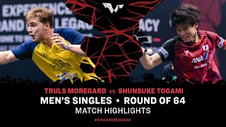 Truls Moregard vs Shunsuke Togami  MS R64  Singapore Smash 2024 [upl. by Eicirtap]