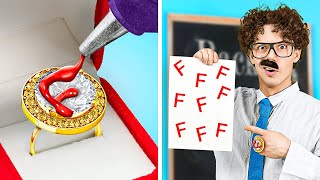 CRAZY SCHOOL HACKS AND DIY IDEAS  Teacher VS Student VS Principal by 123 GO FOOD [upl. by Eemak386]