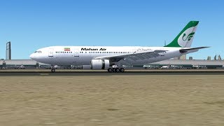 Mahan Air Airbus A300 landing in Dubai International Airport OMDB runway 12L [upl. by Acnairb324]