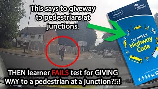 Learner FAILS for following Highway Codes advice to give way to pedestrians at junctions [upl. by Halette]