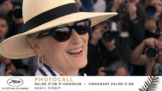 MERYL STREEP Honorary Palme dOr – PHOTOCALL– English – Cannes 2024 [upl. by Adnilev771]