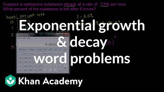 Exponential growth and decay word problems  Algebra II  Khan Academy [upl. by Lilias]