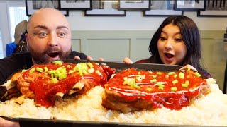 HUGE SAUCY BBQ RIBS AND RICE MUKBANG [upl. by Asoral]