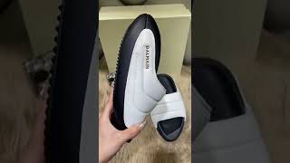 Balmain quilted leather BIT mules Slides Black and white Review [upl. by Cyb]