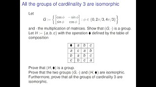 Algebra  All the groups of cardinality 3 are isomorphic [upl. by Arlette838]