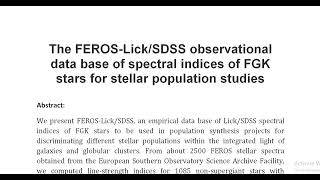 The FEROS Lick SDSS observational data base of spectral indices of FGK stars for stellar population [upl. by Heuser742]