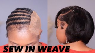 Short thin Hair Sew in weave cut and style Salon Quality weaving hair style [upl. by Norreg]