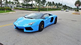 Lamborghini Aventador LP7004 Blue Roadster Start Up amp Drive Delivery to Lamborghini Miami [upl. by Jelsma251]