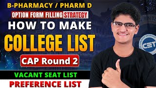 Pharmacy CAP2 Option Form Filling  How To Make College List  Vacant Seat List  Rajesh Potdar [upl. by Morel385]