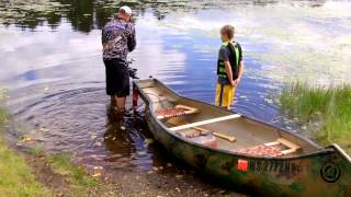 Powering a 12 9quot Square Stern Golden Hawk Canoe With a 4 Horse Motor [upl. by Yrnehnhoj386]