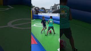 Cape Cod MA  Wicked Waves Inflatable park Soccer futbol ohno anklebreakers [upl. by Anika]