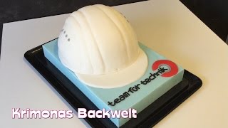 Baustellen  Helm Fondant Torte  Helmet Fondant Cake Tutorial [upl. by Sayed]