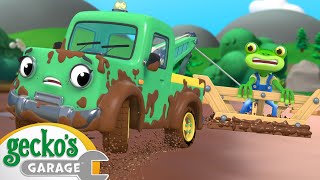 Muddy Rescue Mission  Geckos Garage  Trucks For Children  Cartoons For Kids [upl. by Yeldarb]