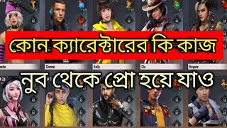 Free Fire character ability bangla 2023  Free fire all character skill in BengaliGarena free fire [upl. by Eidac878]