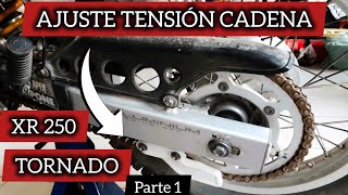 AJUSTAR Tensar Estirar CADENA de MOTO Honda Tornado XR 250 PARTE 1 [upl. by Hebert]