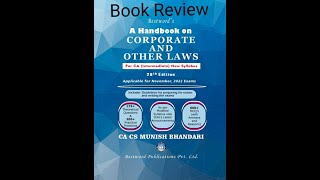 Corporate Law by CA CS Munish Bhandari Book ReviewApplicable for Nov 22 ExaminationCA Inter G1 [upl. by Frechette]