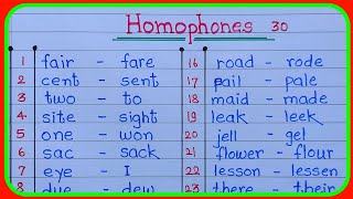 homophones 30 homophones homophones words 30homophones in english homophones examples [upl. by Neirad]