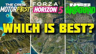 The Crew Motorfest vs Forza Horizon 5 vs Need For Speed Unbound  BEST Open World Racing Game 2024 [upl. by Llemaj315]