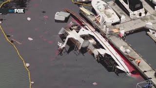 Luxury yacht sinks after catching fire in Marina del Rey [upl. by Rutra]