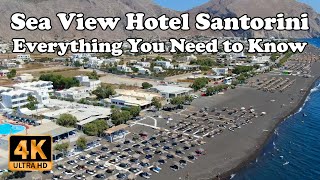 Sea View Beach Hotel Santorini Perivolos in 4K everything incl Drone Room Breakfast [upl. by Ahsinik]