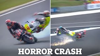 MotoGP Star Rushed to Hospital by Air Ambulance after HORROR CRASH with Rival as 120mph Collision [upl. by Acsehcnarf]