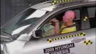 Crash Test 2009 Hyundai Genesis Frontal Impact quotFirst and Second Testingquot IIHS [upl. by Ahsinawt143]