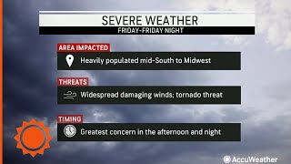 Millions on alert for severe weather across central US  AccuWeather [upl. by Ynnol596]