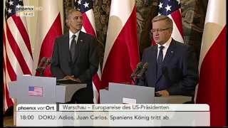 USPräsident in Polen Barack Obama und Bronislaw Komorowski am 03062014 [upl. by Lucrece]