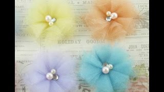 DIYEasy to make Fabric tu tu tulle flower tutorial by SaCrafters [upl. by Nirda]