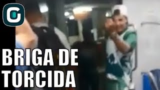 São Paulo x Palmeiras  Briga da torcida no Trem Gazeta Esportiva 060218 [upl. by Haduhey]