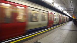 Eastbound train District and Circle Line Embankment Tube Station Villiers Steet London [upl. by Cuttler]