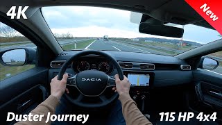 Dacia Duster 2023 POV Test drive in 4K 15 Blue dCi 115 HP 6speed 4x4 [upl. by Carrissa739]