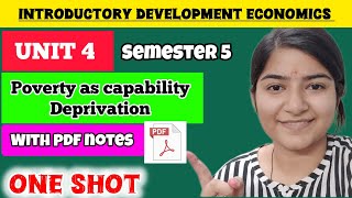 Introductory development economics Unit 4  Poverty as capability deprivation one shot🎯ecohons [upl. by Hamrnand]