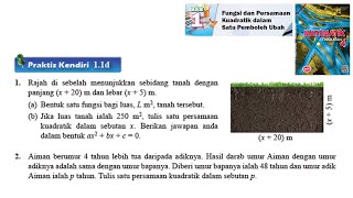 KSSM Matematik Tingkatan 4 Bab 1 Fungsi dan persamaan kuadratik dalam praktis kendiri 11d no1 no2 [upl. by Ttam]