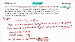 Vapour pressure of chloroform CHCL3 and dichloromethaneCH2CL2 at 298K are 200m m Hg and 415mm Hg [upl. by Midas]