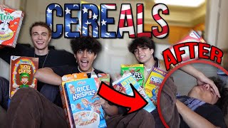 Europeans Try Every American Cereal and THIS HAPPENED w Benji and Nils [upl. by Ehcsrop41]