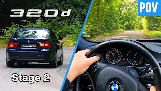 Straight piped 535Nm BMW 320d  POV  Loud sounds amp turbo whistle 4K UHD [upl. by Ivad]