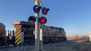 Iowa Highway 3 railroad crossing UP 8249 Meriden IA [upl. by Fabria]