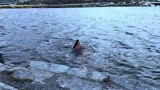 The third and last swimming in the alps 2091 m San Gotthard on the top in the glacier water lake [upl. by Siari]