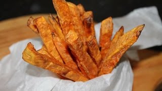 Süßkartoffelpommes im Ofen Selber Machen  Crispy Sweet Potato Fries  ENG SUBS [upl. by Yknip]