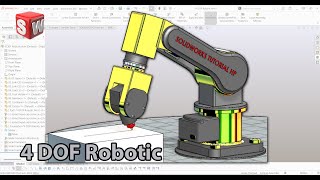 4 DOF Robotic Arm Cutting Animation by Solidworks SolidworkstutorialHP [upl. by Schwerin428]