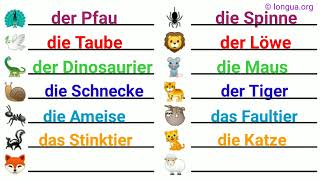 Deutsch lernen Tiere der Pfau die Spinne die Taube der Löwe der Dinosaurier die Maus die Sch [upl. by Einaj]