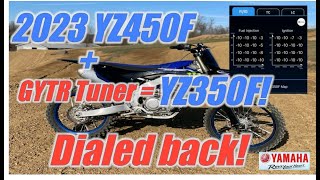 2023 YZ450F turned into YZ350F with Yamaha Power Tuner [upl. by Notirb]