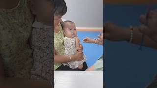 Baby vaccines action at hospital 🏥 and funny 😂 baby love cute family babygirl happy funny [upl. by Hendon]