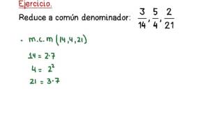 Reducción de fracciones a comun denominador [upl. by Alhsa]