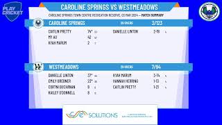 Victorian Turf CA  Deer Park Club Womens Div  Grand Final  Caroline Springs v Westmeadows [upl. by Eirrahs]