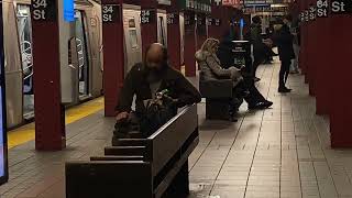 NYC MTA subway conductor stops disadvantagedAmerican from smoking CRACK in NYC subway [upl. by Aileahcim]