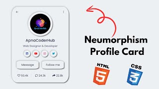 Neumorphism Profile Card Using Html amp Css With Source Code [upl. by Egiap]