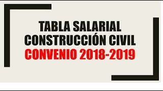 Tabla Salarial Construcción Civil Convenio 20182019 Parte 1 [upl. by Jeremias]